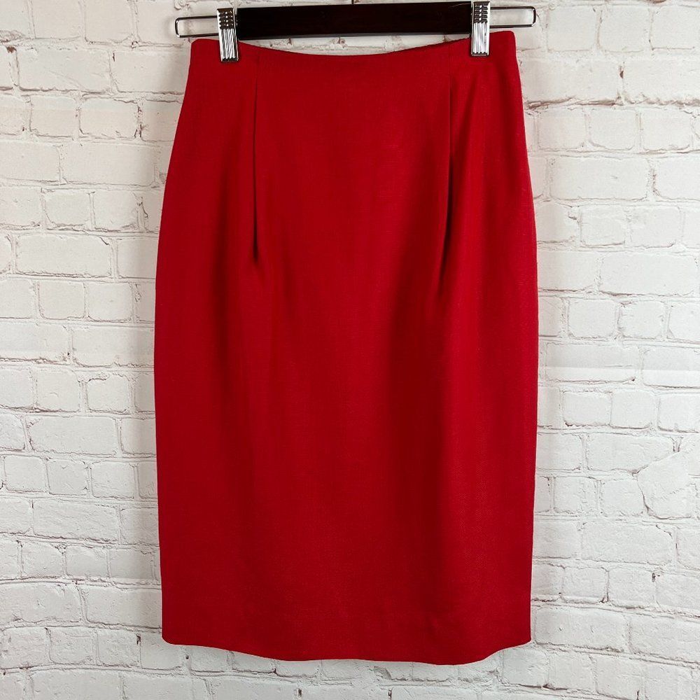 TALBOTS lined classic red pencil straight skirt size 4 NWOT VTG